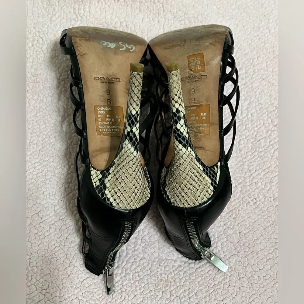 Coach Josey Snake Print Braided Gladiator Heels Size 9 B high heels prom party - Picture 4 of 7